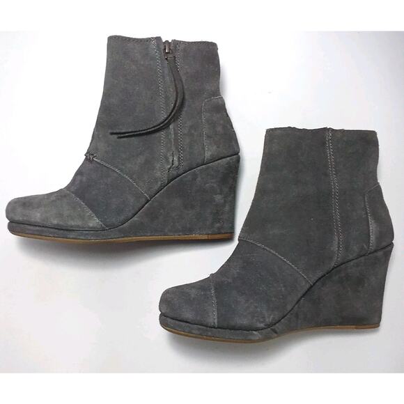 Toms Desert Wedge Women’s Size 6.5 Dark Gray Suede Women’s Boho Boots-EXCELLENT! - Picture 4 of 6